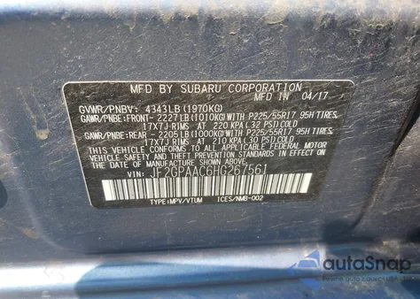 2017 Subaru Crosstrek 2.0I z USA, uszkodzony, nr VIN JF2GPAAC6HG267561